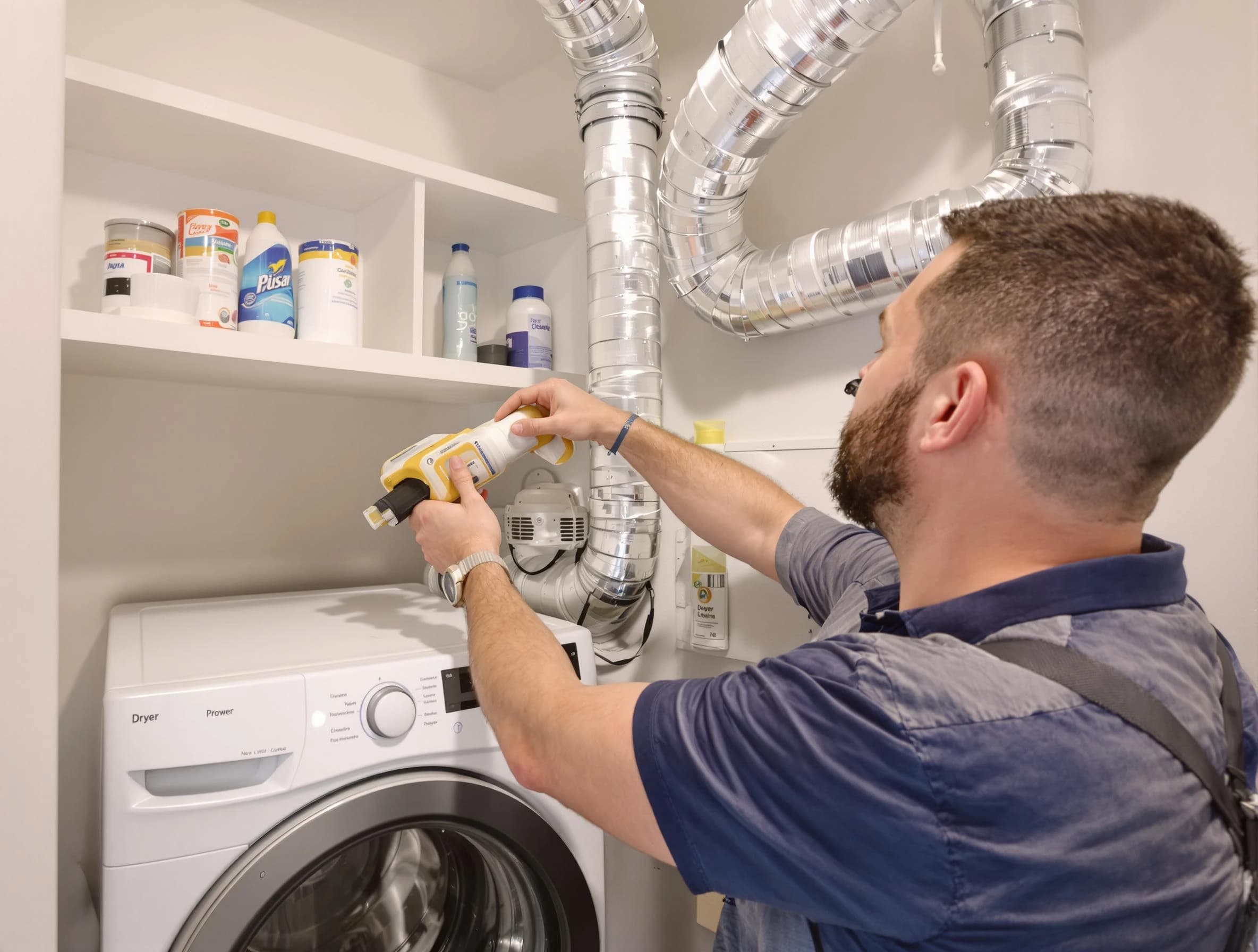 Kirtland AFB Dryer Vent Cleaning technician performing dryer vent cleaning at a home in Kirtland AFB