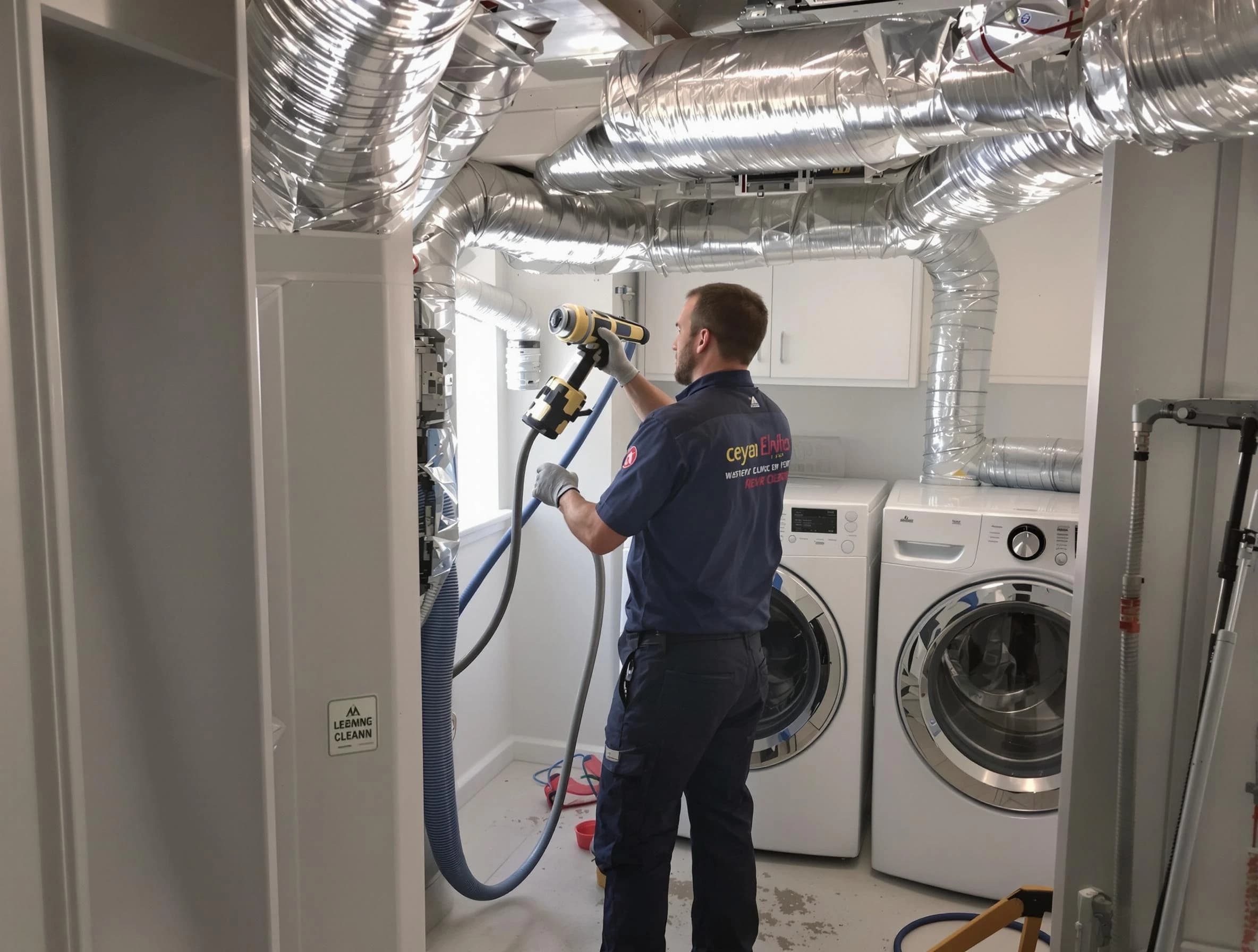 Kirtland AFB Dryer Vent Cleaning specialist using advanced equipment for thorough duct cleaning in Kirtland AFB