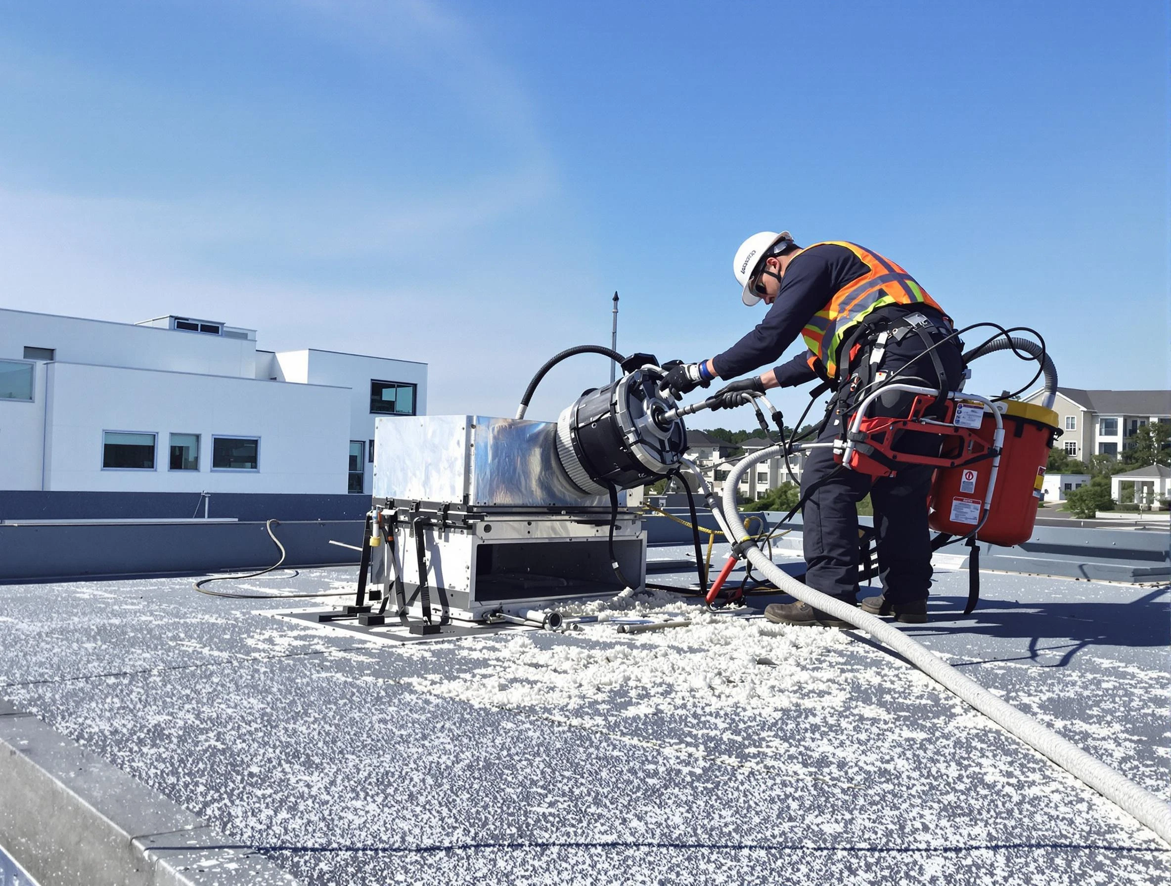 Cleaning Dryer Vent On Roof in Kirtland AFB